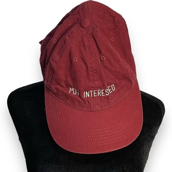 SO Not Interested Baseball Cap Unisex One Size Burgundy Red Casual Embroidered - Picture 1 of 8